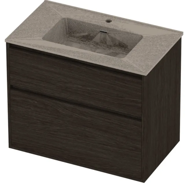 Proline Tribute Badmeubelset Porselein Elegant 1 Gat 80x46x67 cm Mat Crème Cotton Mokka Oak Eiken
