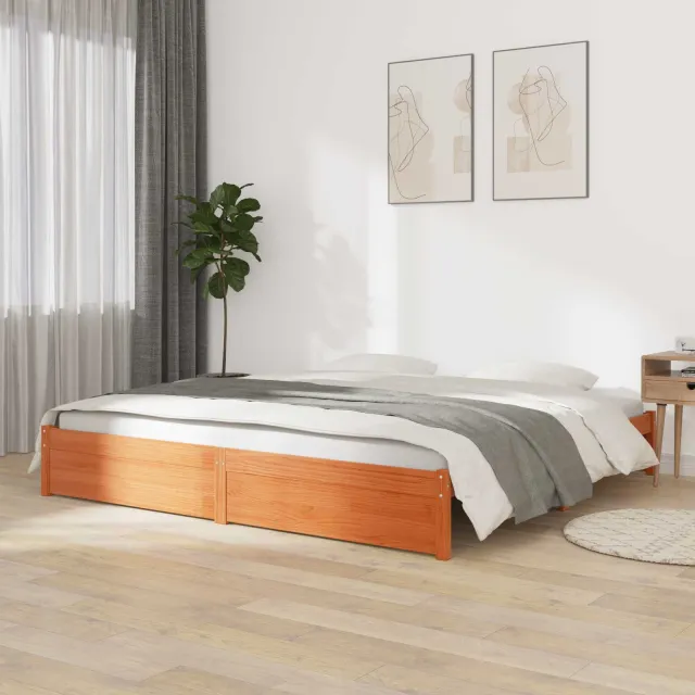 vidaXL Bedframe Wasbruin 150 x 200 cm Massief Vurenhout
