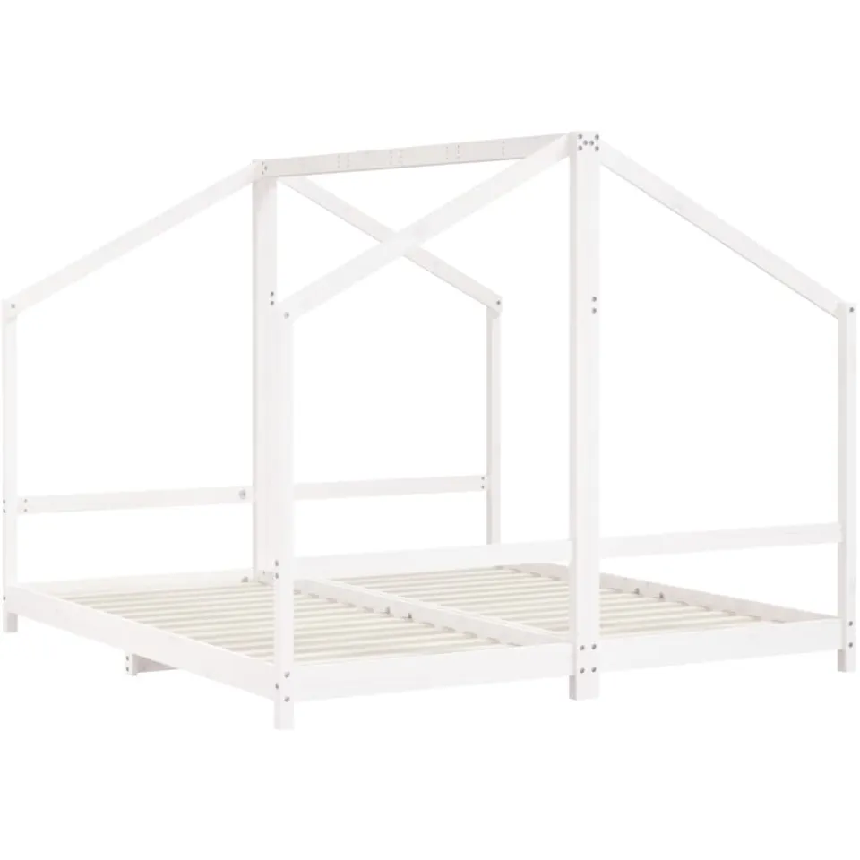 vidaXL Kinderbedframe 2x(90x200) cm massief grenenhout wit