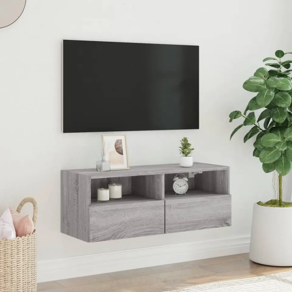 vidaXL Tv-wandmeubel 80x30x30 cm bewerkt hout grijs sonoma eikenkleur, foto 3