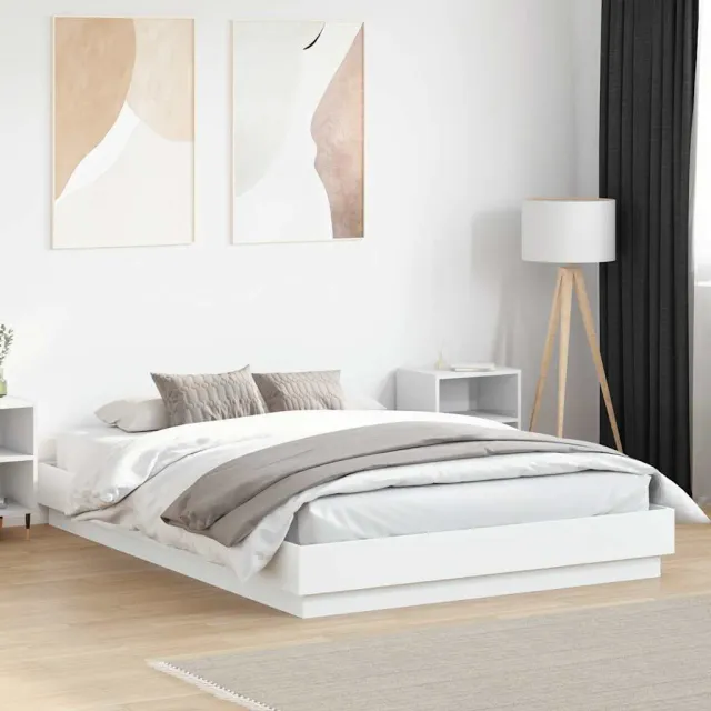 vidaXL Bedframe LED massief hout wit 120x200 cm
