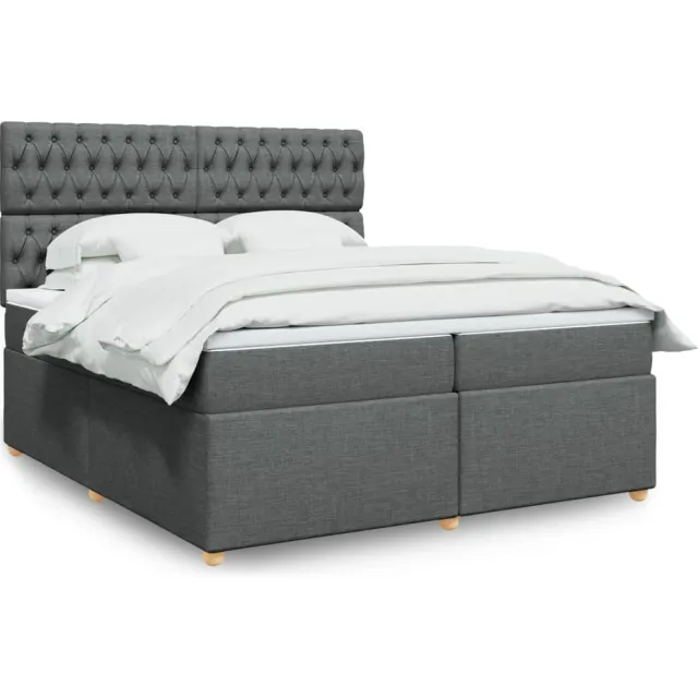 vidaXL Boxspring met matras stof donkergrijs 200x200 cm