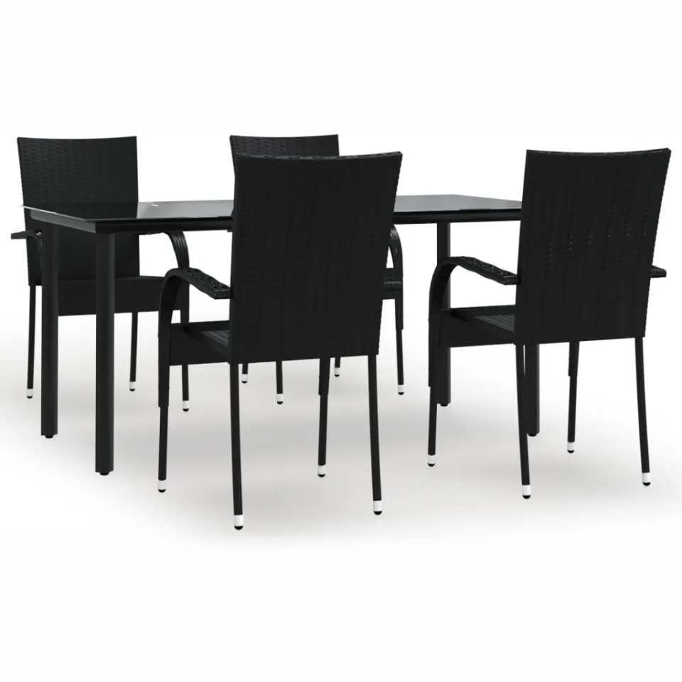 vidaXL 5-delige Tuinset poly rattan zwart, foto 4