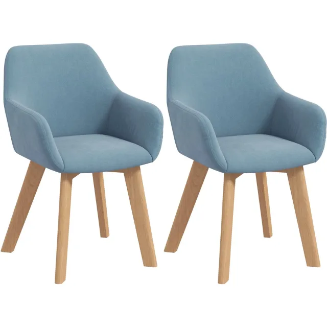 Homcom Eetkamerstoel - Polyesterstof met fluweeleffect - 54x57x80cm - Blauw