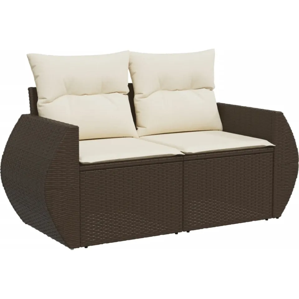 vidaXL 6-delige Loungeset met kussens poly rattan bruin