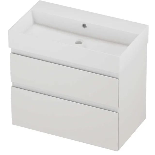 Proline Zara Badmeubelset Porselein Loft Zonder Kraangat 80x46x73 cm Glans Wit Glans Wit