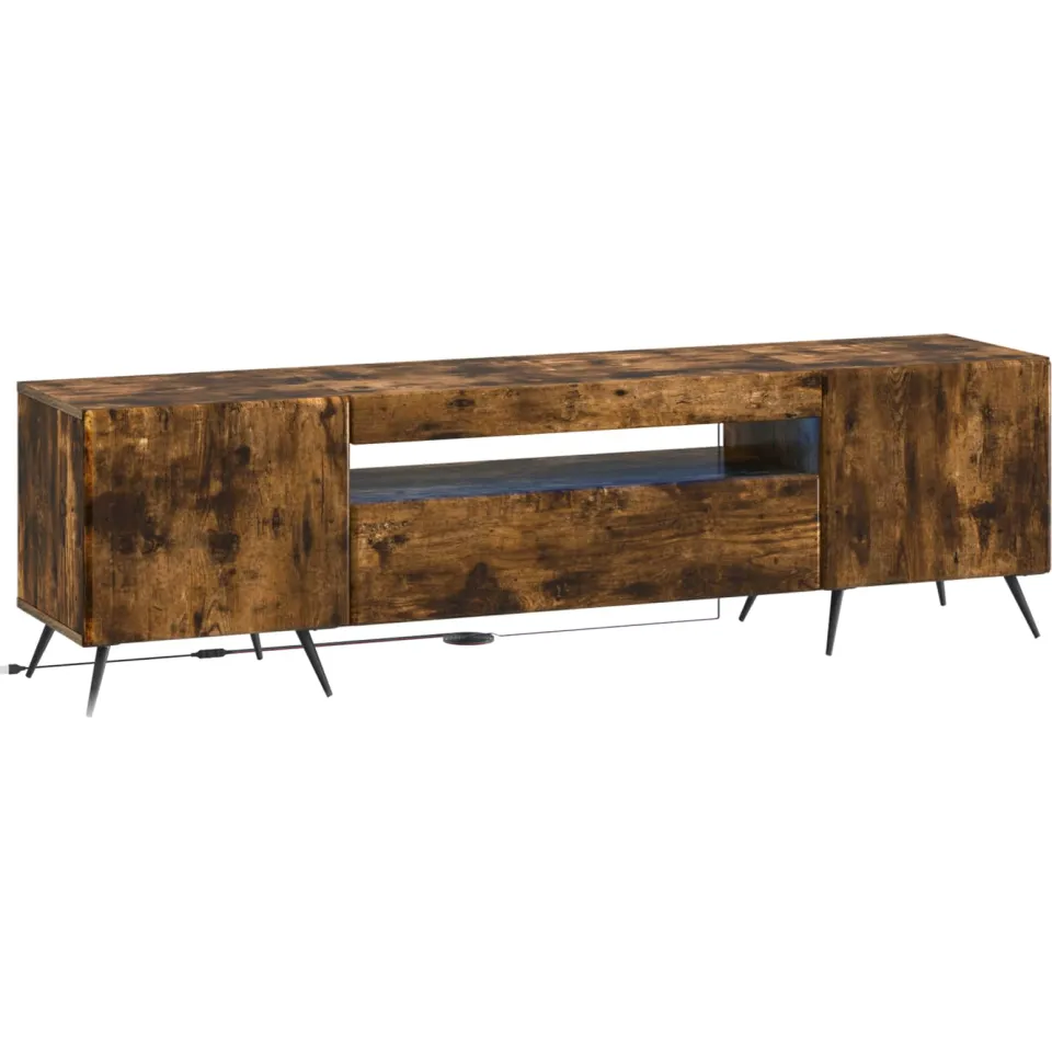 vidaXL LED tv-meubel Gerookt eiken Bewerkt hout Bruin