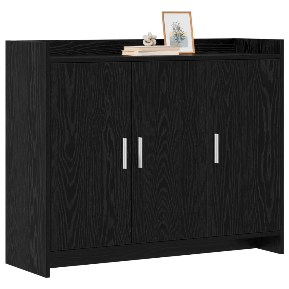 vidaXL Dressoir Zwart eiken 98,5 x 33 x 80 cm Bewerkt hout