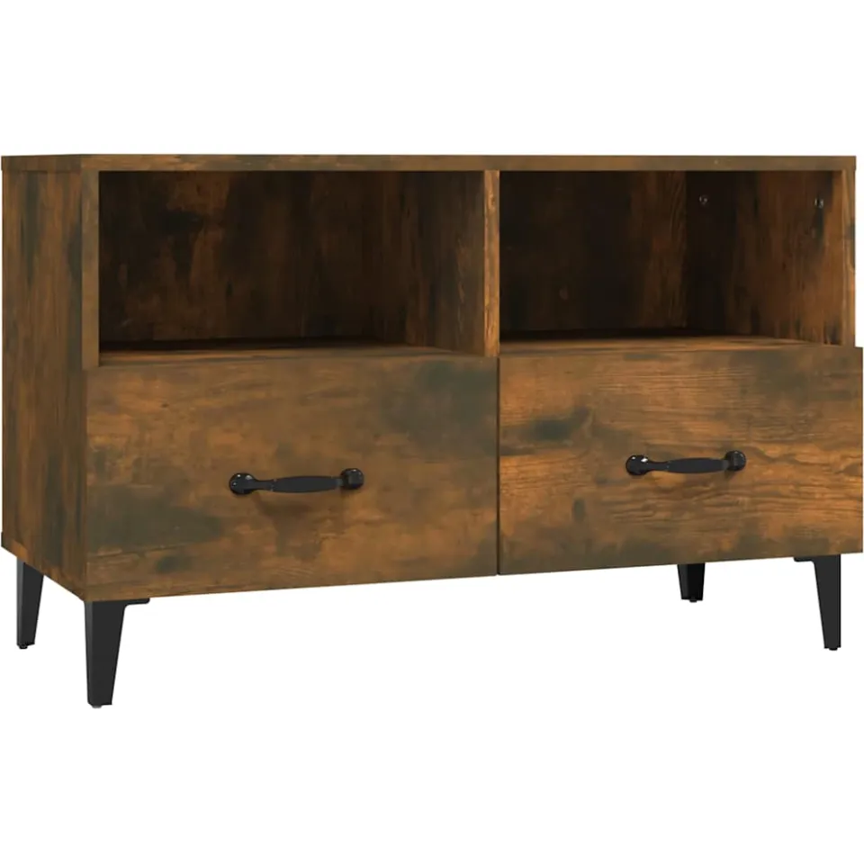 vidaXL Tv-meubel 80x36x50 cm bewerkt hout gerookt eikenkleurig Bruin