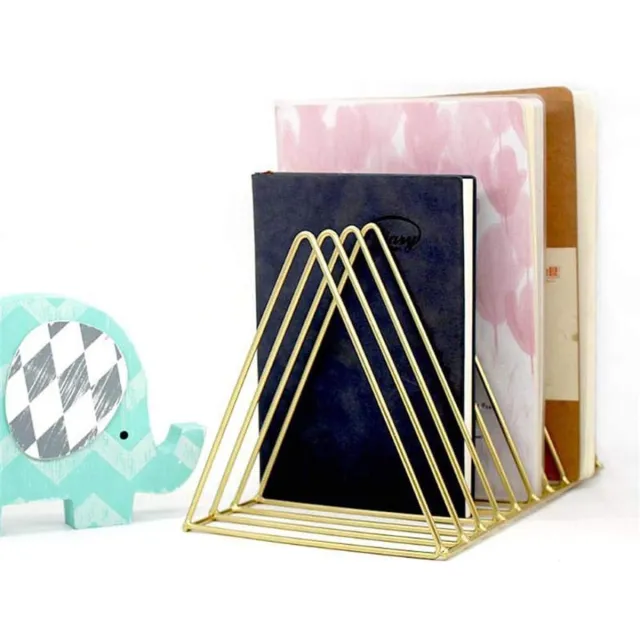 KZQ Tijdschriftenrek - driehoekig boekenrek - metalen tijdschriftenhouder - multifunctionele lectuurbak - voor post en kranten - thuis en kantoor - staand model - Goud
