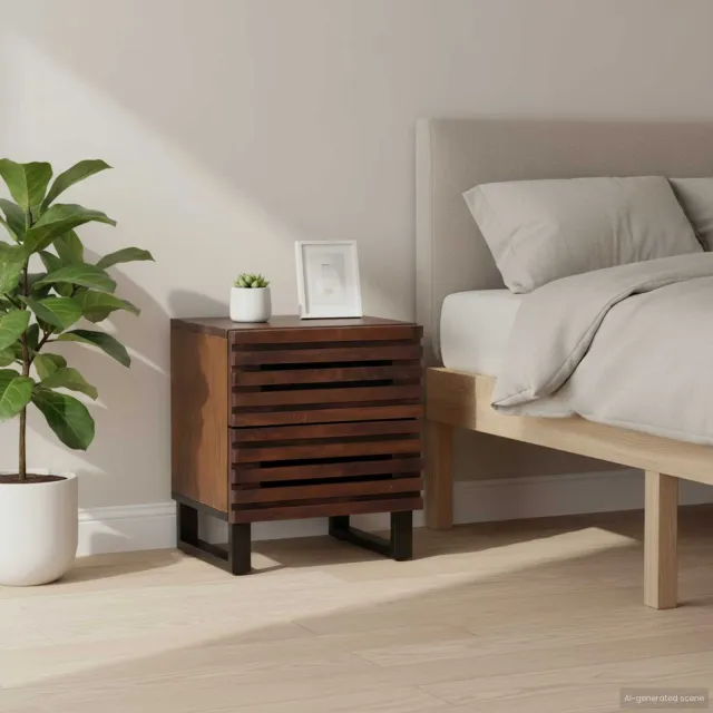 vidaXL Nachtkastjes 2 st 40x34x46 cm massief mangohout bruin, foto 2