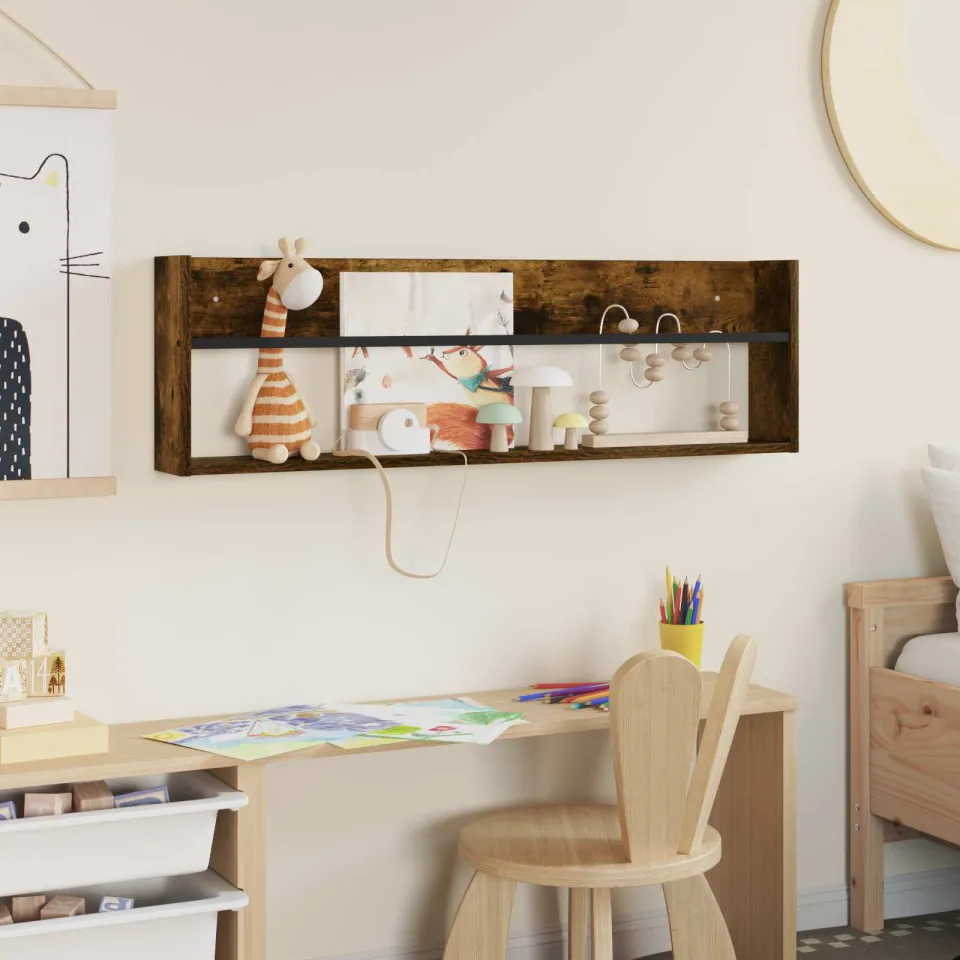 vidaXL Tijdschrift Rek Gerookt eiken 100 x 12 x 30 cm Bewerkt hout, foto 4