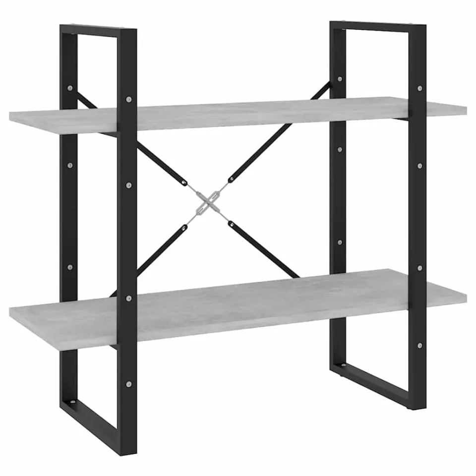 vidaXL Boekenkast met 2 schappen 80x30x70 cm bewerkt hout betongrijs