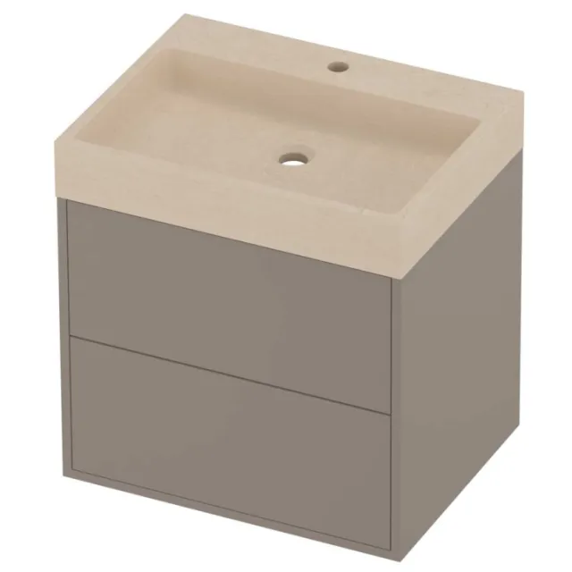 Proline Evoli Badmeubelset Hardsteen Loft 1 Kraangat Voor Grepen 60x46x62 cm Sand Stone Clay Beige
