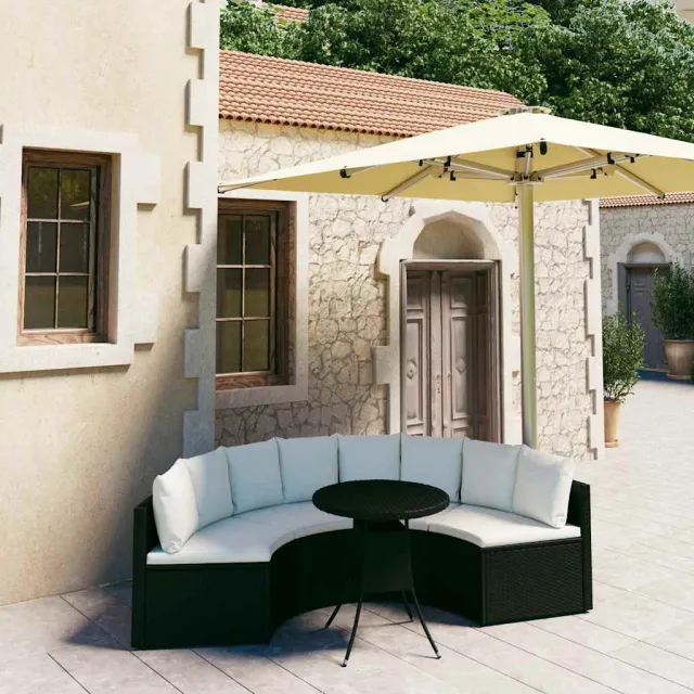 vidaXL 5-delige Loungeset met kussens poly rattan zwart, foto 2