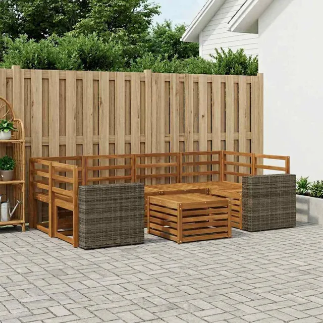 vidaXL Buiten bankenset 7 st 6-zits Naturel Massief Acaciahout