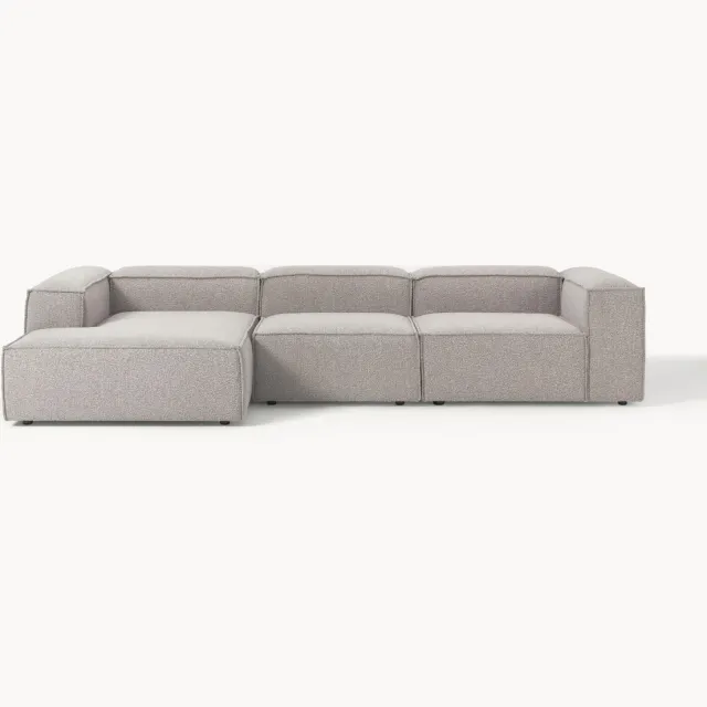 Westwing Collection Modulaire bouclé-hoekbank Lennon (4-zits) taupe