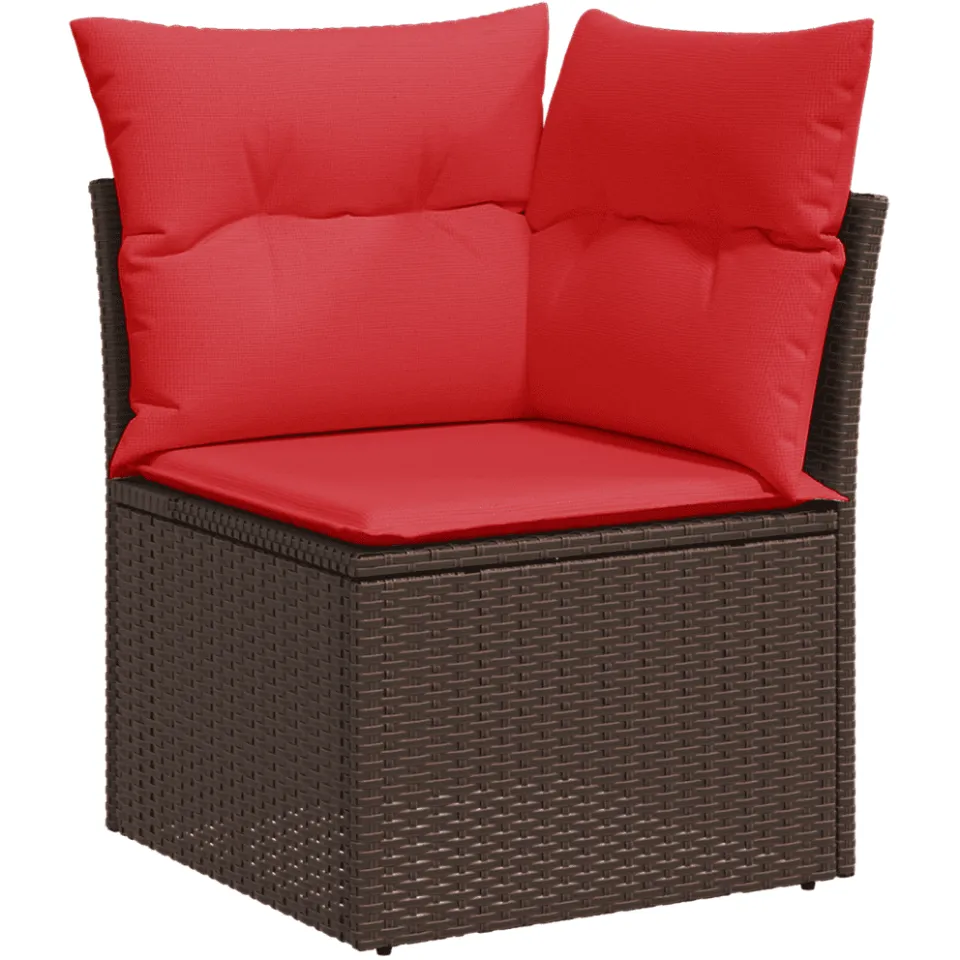 vidaXL 10-delige tuinbankset met kussens, bruin polyrotan, foto 4