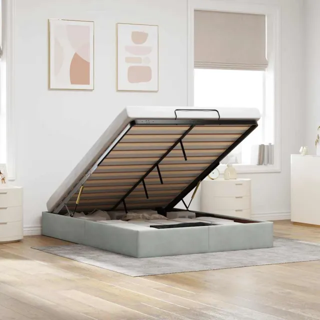vidaXL Ottoman bedframe zonder matras 140x190 cm fluweel lichtgrijs