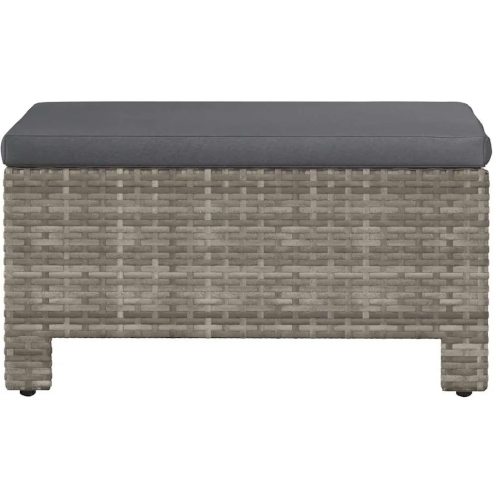 vidaXL Tuinvoetenbank met kussen grijs poly rattan, foto 4