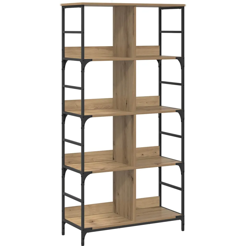 vidaXL Boekenkast 4-laags 78,5 x 33 x 153 cm metaal PB bruin, foto 2