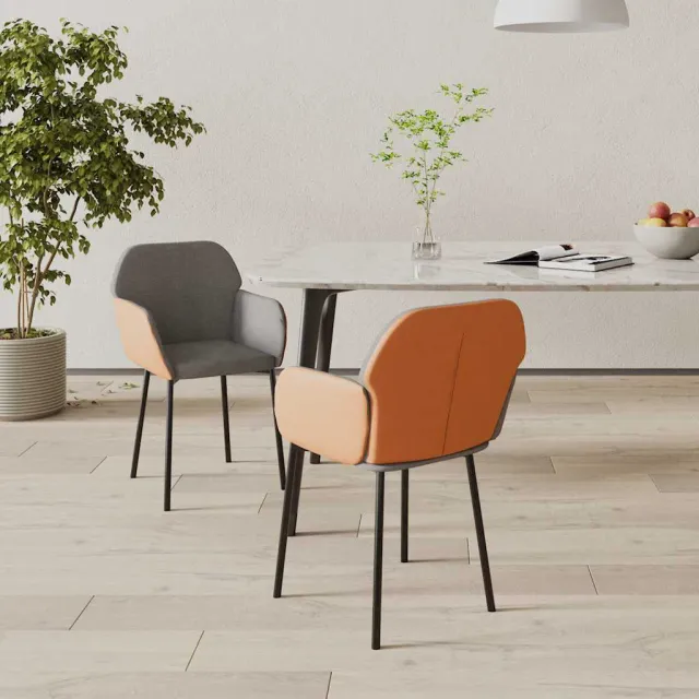 vidaXL Eetkamerstoelen 2 st stof en kunstleer lichtgrijs grijs, foto 2