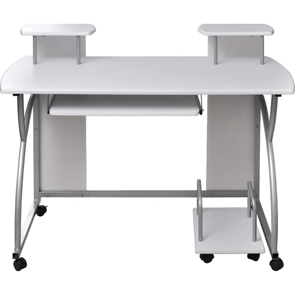 vidaXL Computerbureau 110x52x88,5 cm bewerkt hout wit, foto 2