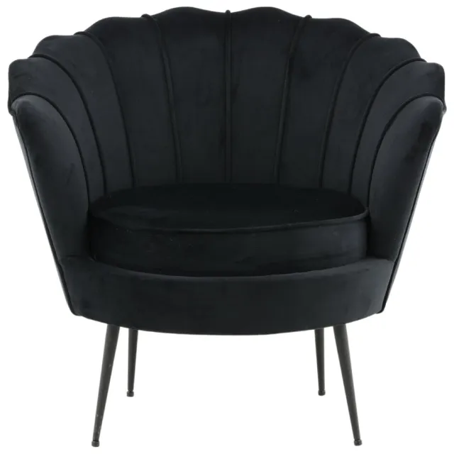QUVIO Ashford Fauteuil - Zwart Fluweel - Moderne Accentstoel - Stijlvol Design