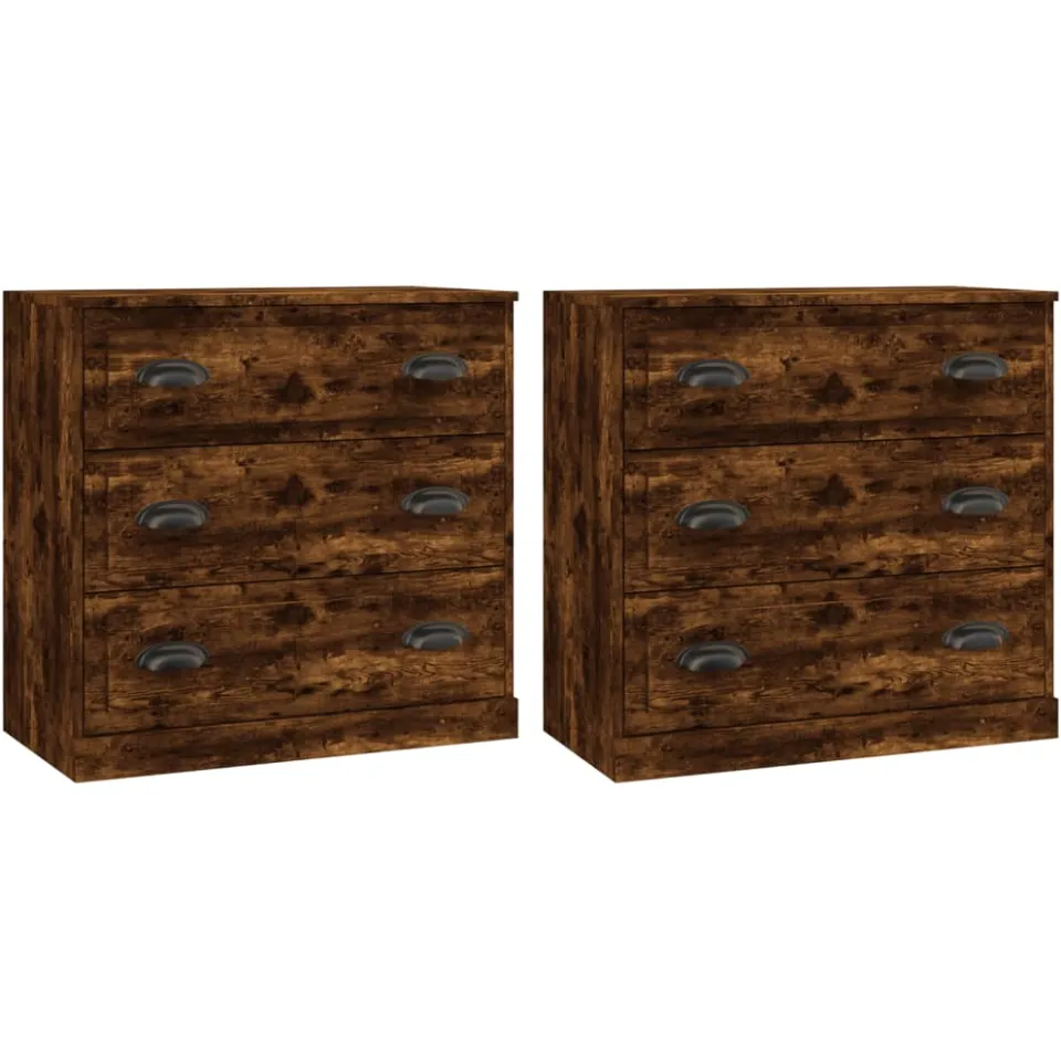 vidaXL Dressoirs 2 st bewerkt hout gerookt eikenkleurig, foto 3