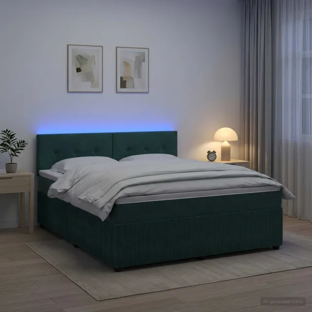 vidaXL Boxspringbed met matras Donkergroen 140 x 200 cm Fluweel