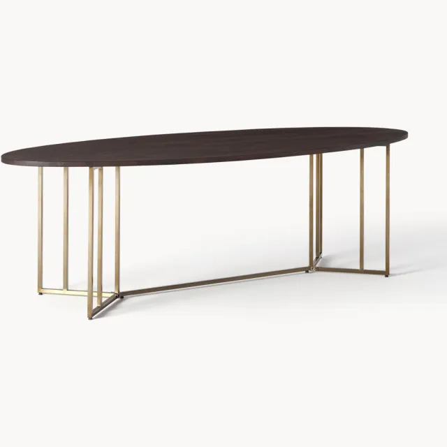 Westwing Collection Ovale eettafel Luca van mangohout, in verschillende formaten Goudkleurig