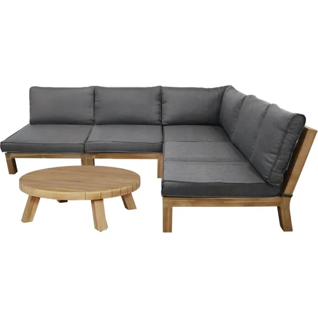 4 Seizoenen Tuinmeubelen Hoek loungeset Kent | 6-delig | 5 personen | Grey/Naturel | Acaciahout