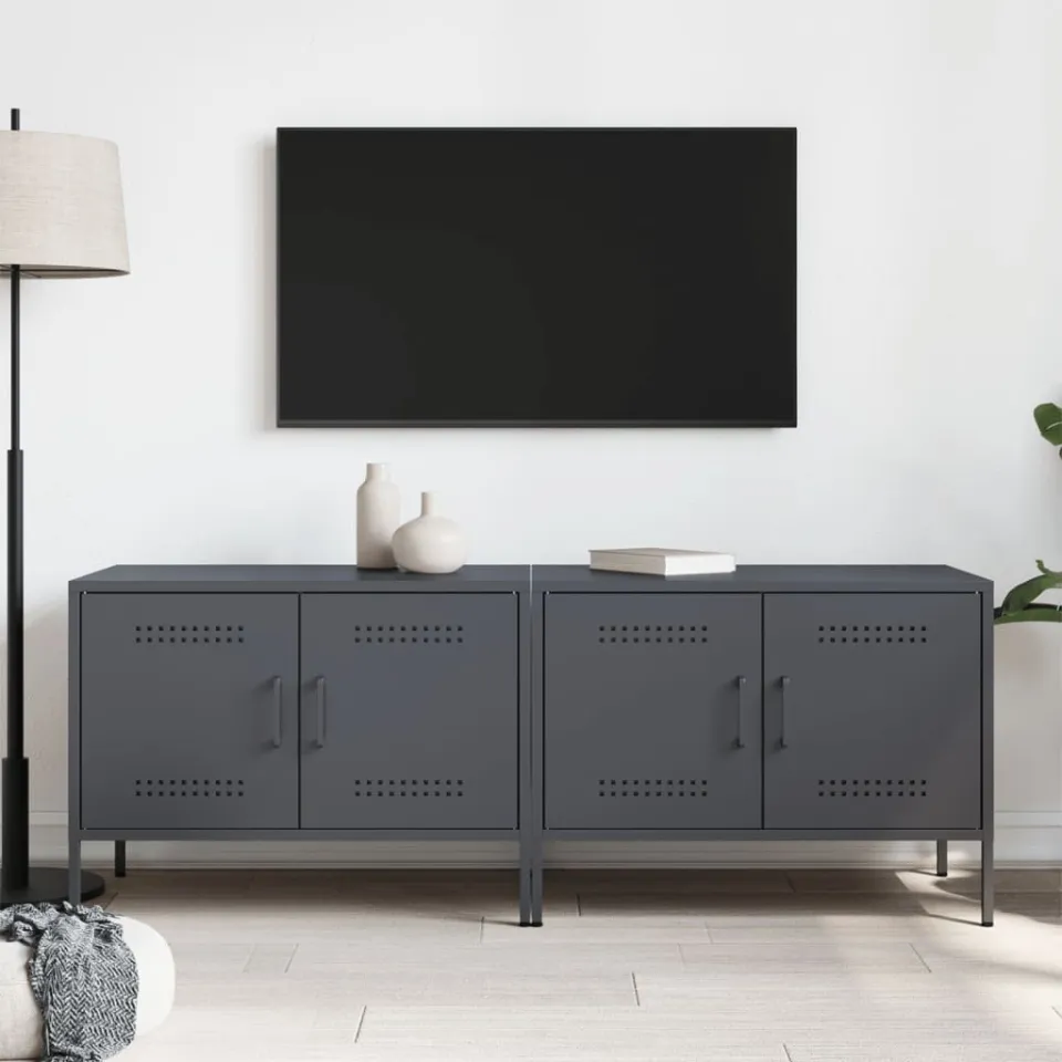vidaXL Tv-meubelen 2 st 68x39x50,5 cm staal antracietkleurig, foto 3