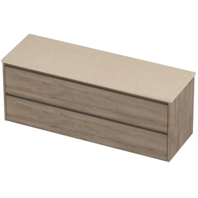 Proline Deck Badmeubelset Hardsteen Symmetrisch 140x46x55 cm Sand Stone Raw Oak Eiken