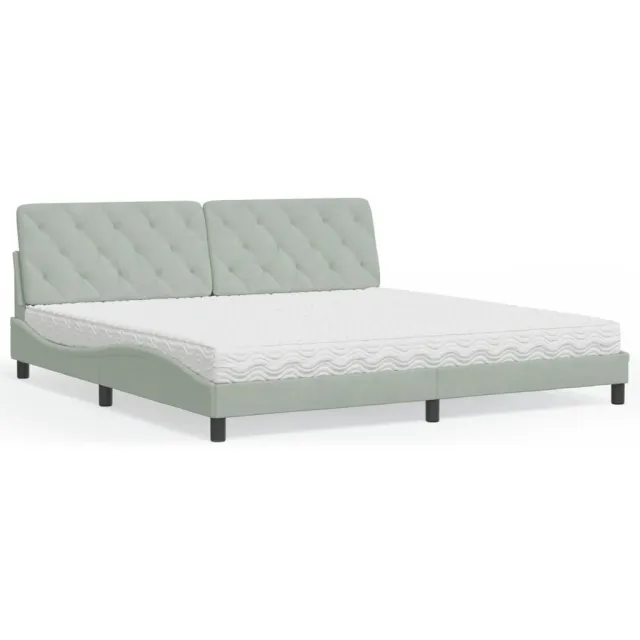 vidaXL Bed met matras fluweel lichtgrijs 200x200 cm grijs
