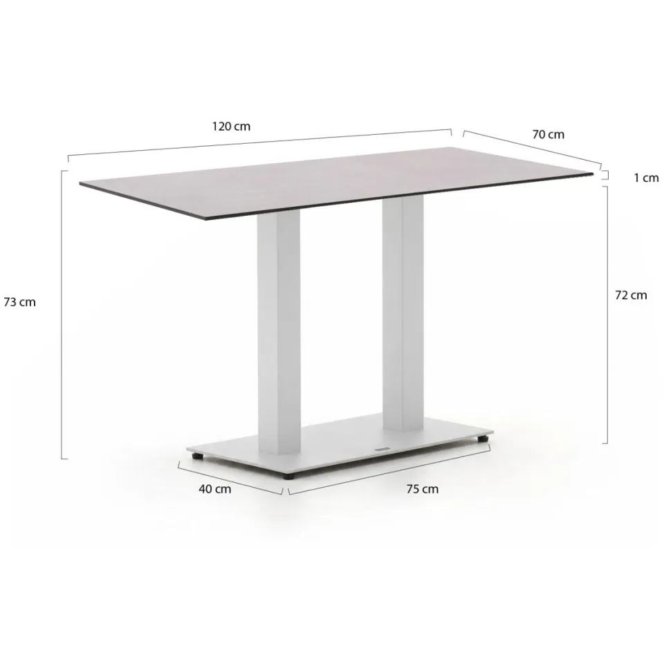 Forza Furniture Forza Orta tuintafel 120x70x73cm wit, foto 2