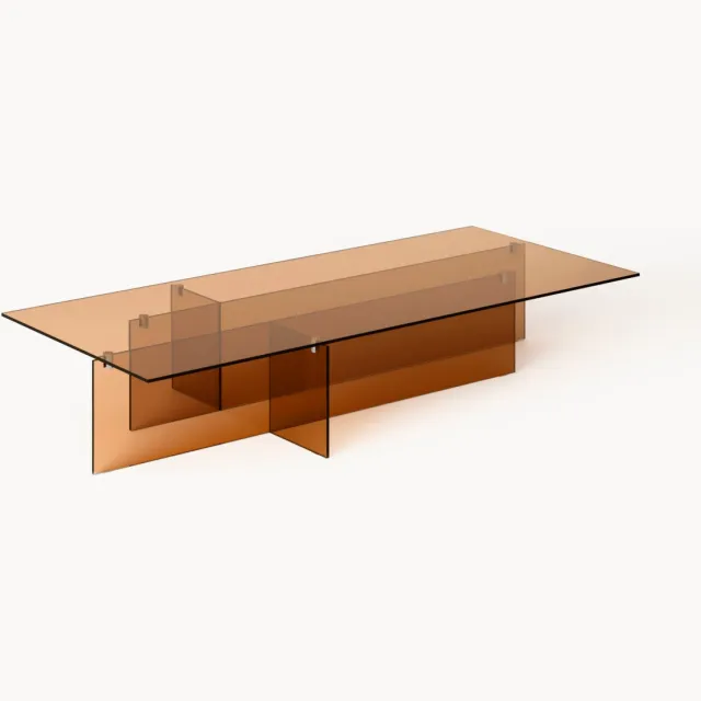 Westwing Collection Grote glazen salontafel Anouk, B 160 cm Transparant, Bruin
