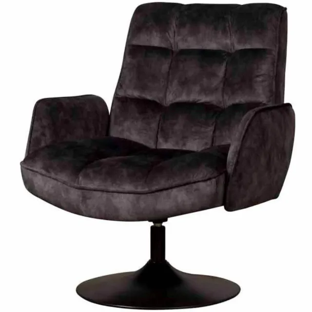 Tower Living Draaifauteuil Tropea - Donkergrijs Stof - Met Armleuning - 87x83x95cm