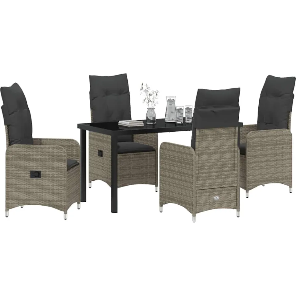 vidaXL Tuin eettafelset 5 st Grijs poly rattan