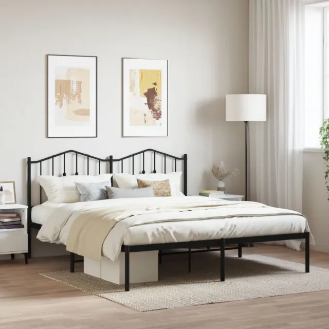vidaXL Bedframe met hoofdbord metaal zwart 160x200 cm