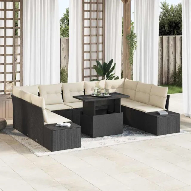 vidaXL Tuin Sofa Set 10 st Zwart poly rattan, foto 2