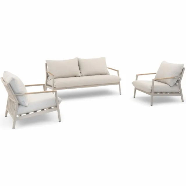 Belito Julia Stoel-Bank Loungeset 3-delig | Taupe | Aluminium & Rope | Bank + 2 Stoelen Beige