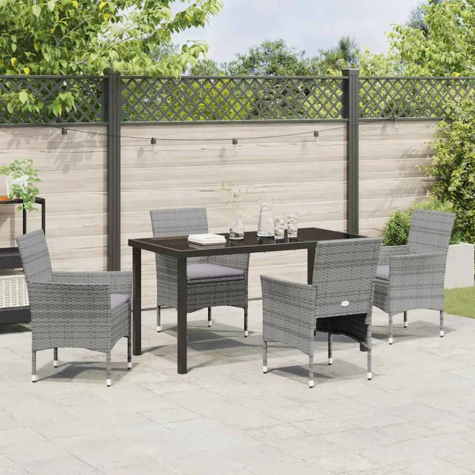vidaXL Tuin eettafelset 5 st Grijs poly rattan, foto 3