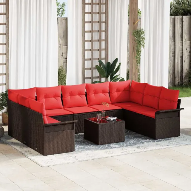 vidaXL Tuin Sofa Set 10 st Bruin poly rattan, foto 2
