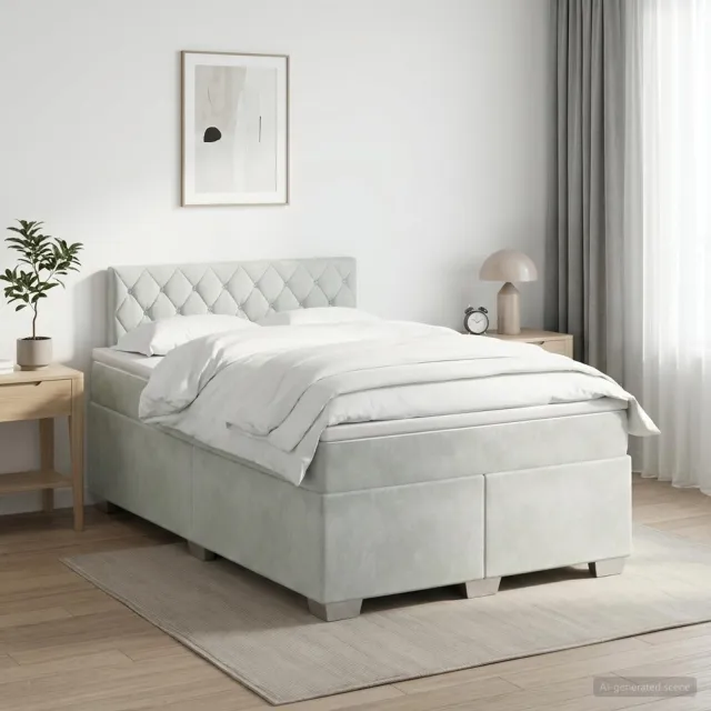 vidaXL Boxspringbed met matras Lichtgrijs 120 x 200 cm Fluweel
