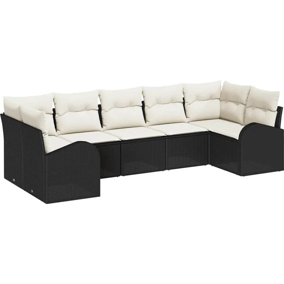 vidaXL Tuin Sofa Set 7 st 7-zits Zwart poly rattan