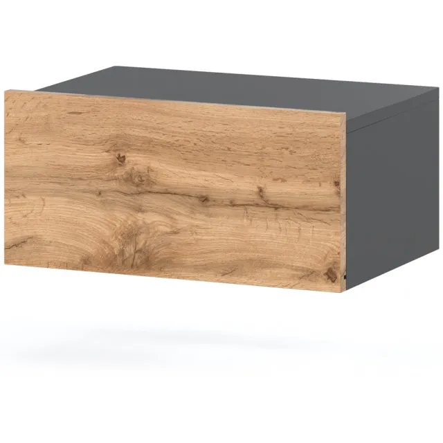 Stiv-Meble Nachtkastje Hangend Grijs Eiken Wotan 45CM 1S Nachtkastje Slaapkamermeubels bruin, grijs