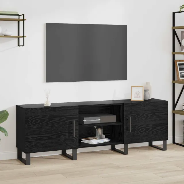 vidaXL TV-kast 150 x 30 x 50 cm Zwart Eiken Bewerkt hout, foto 2