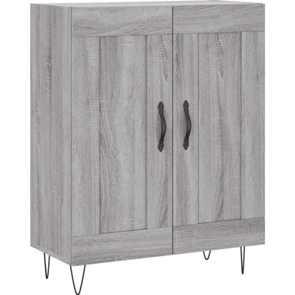 vidaXL Dressoir 69,5x34x90 cm bewerkt hout grijs sonoma eikenkleurig