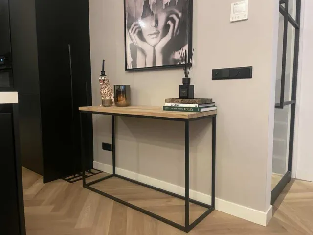 Industriele eiken sidetable Ward